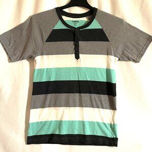 Mens Carbon Short Sleeve TShirt Striped Size Small Multi Color